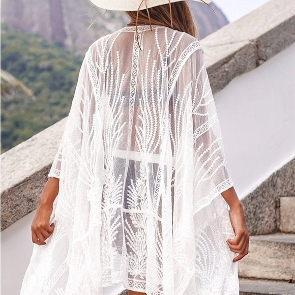 Sheer embroidory kimono cover up - Picture 2 of 5